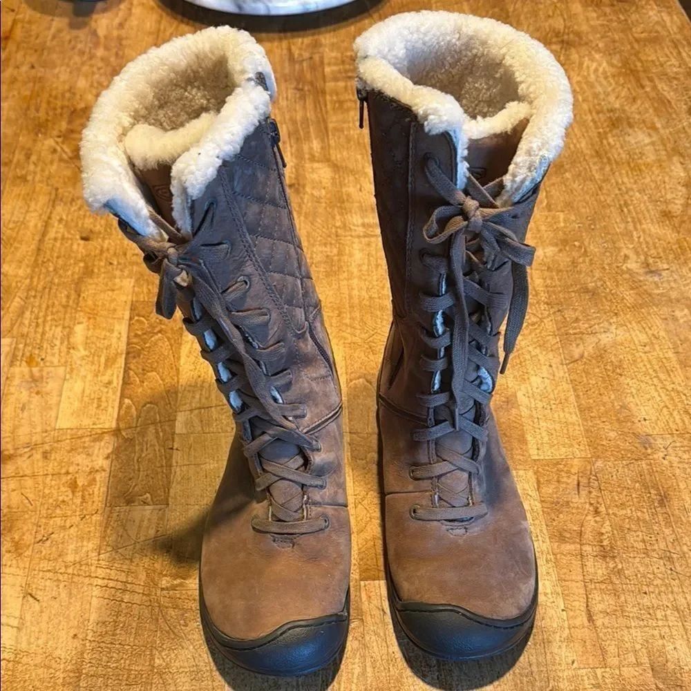 Keen Brown Winter Rain Boots with Plush Lining